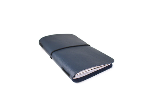 VOYAGER Work/Travel Leather Notebook Cover (Dark Sapphire Blue camel leather) Notebook cover - KAMEL