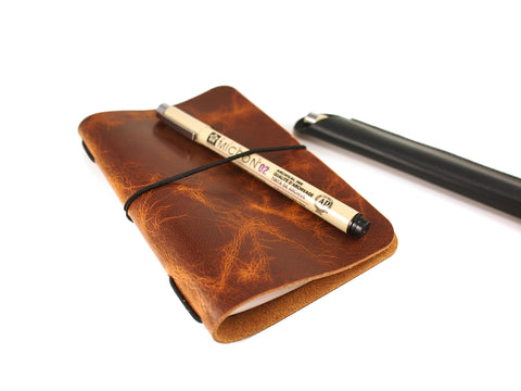 VOYAGER Work/Travel Leather Notebook Cover in Burnt Sugar Notebook cover - KAMEL