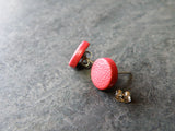 Handcrafted Camel Leather Stud Earrings Leather Accessory - KAMEL